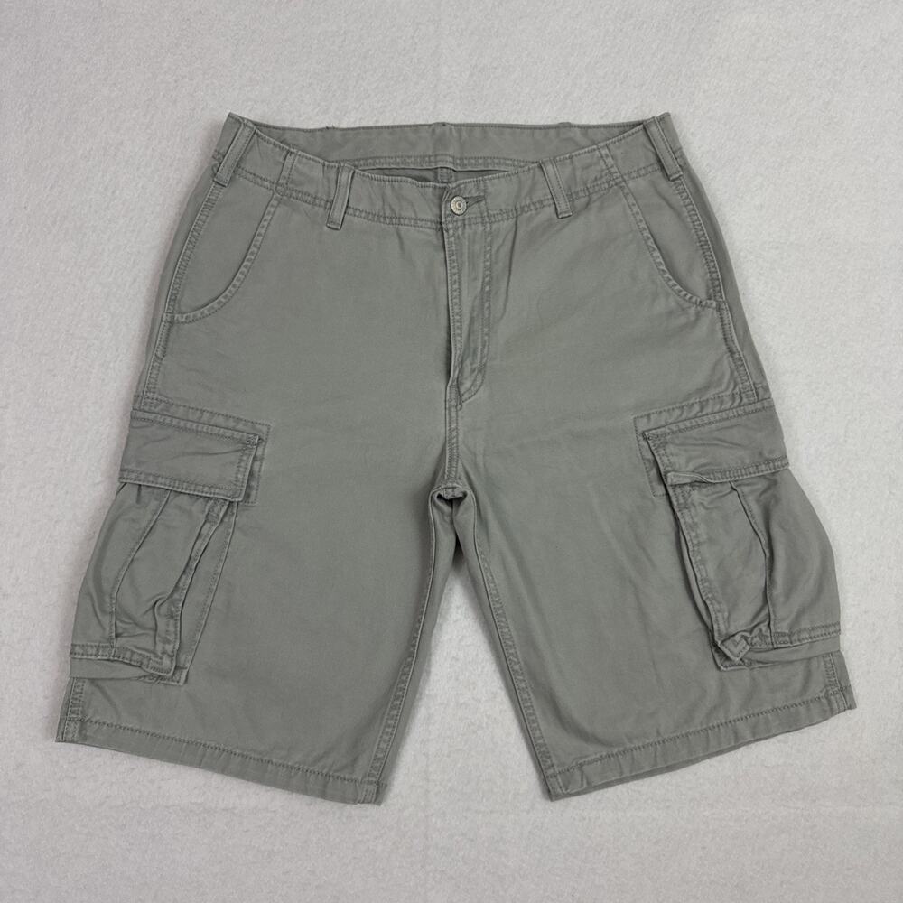 Levis Mens 34 Cargo Shorts Gray Baggy Utility Y2K Skater Outdoor Hiking